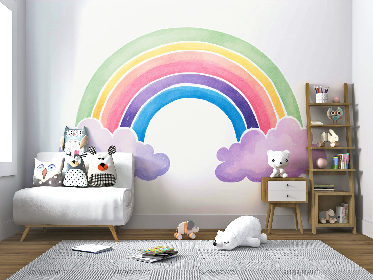 Watercolor Rainbow Wall Mural
