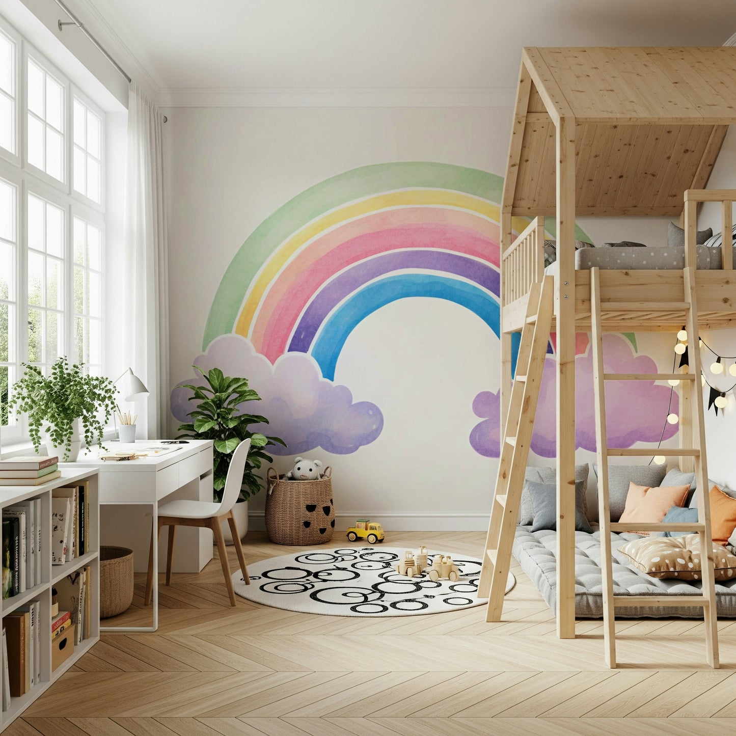 Watercolor Rainbow Wall Mural