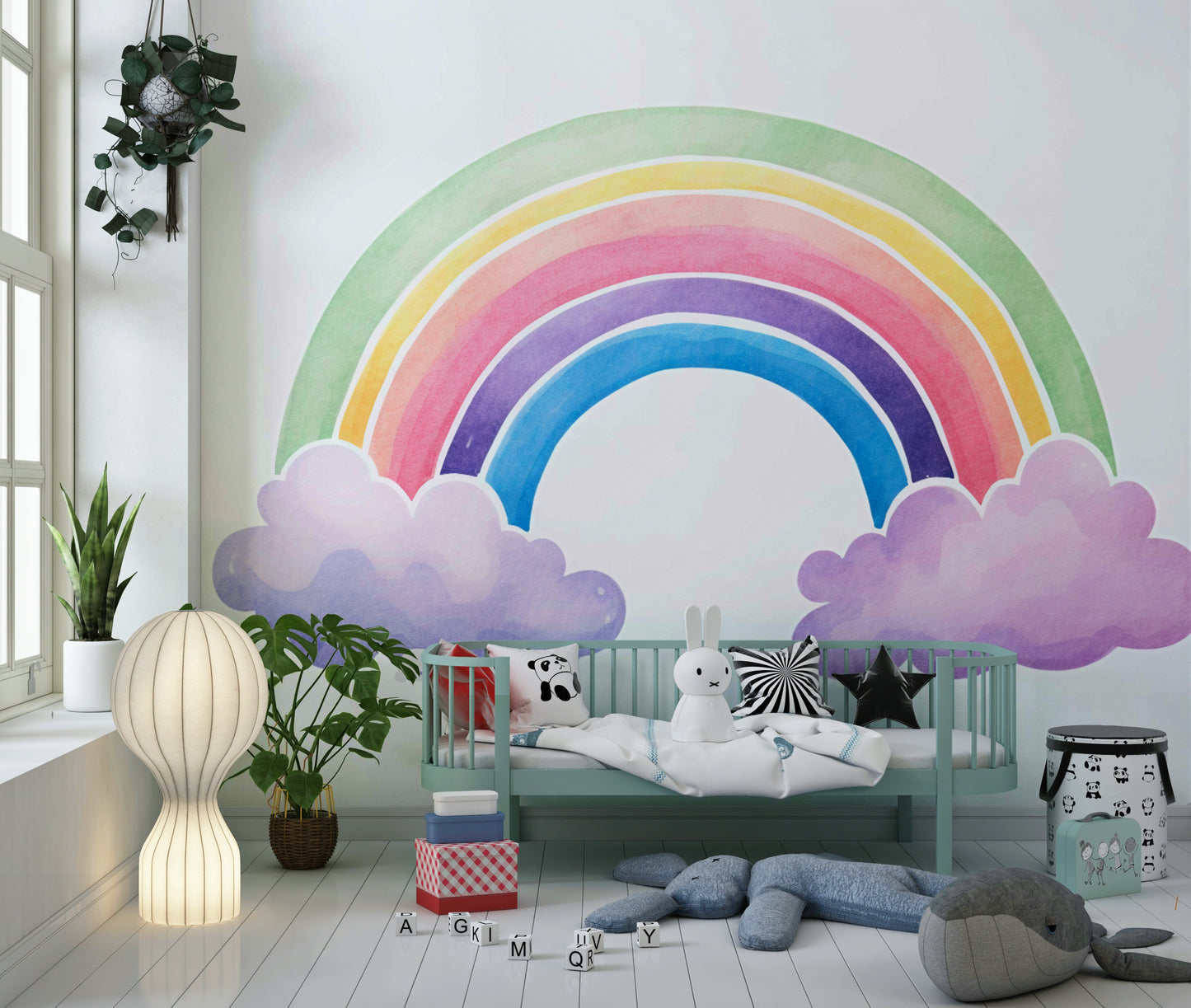 Watercolor Rainbow Wall Mural
