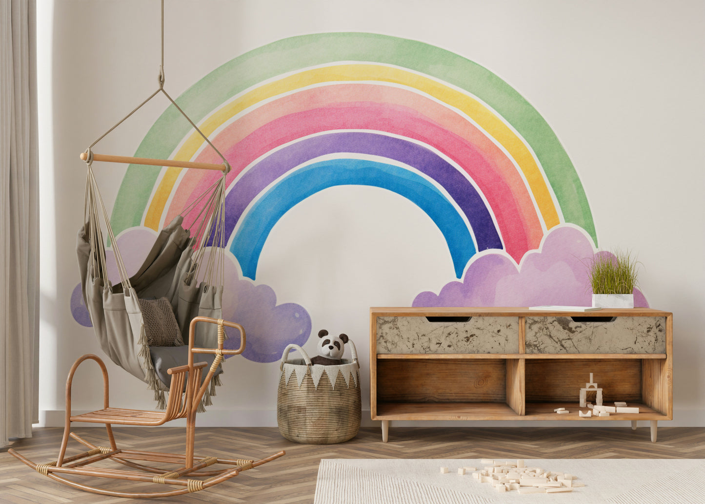 Watercolor Rainbow Wall Mural