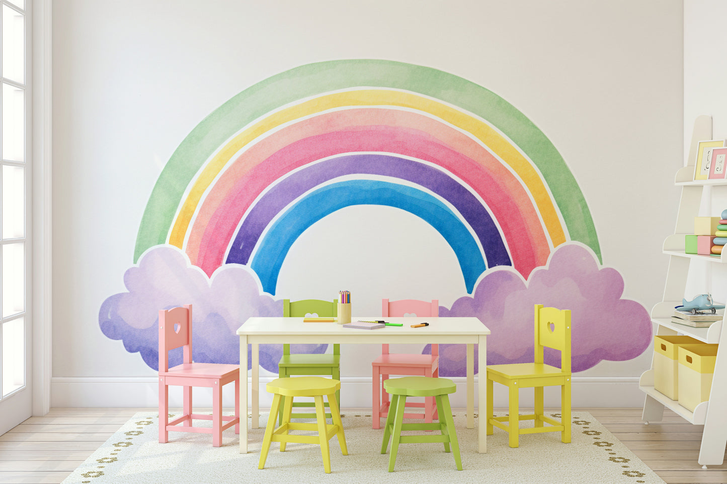 Watercolor Rainbow Wall Mural
