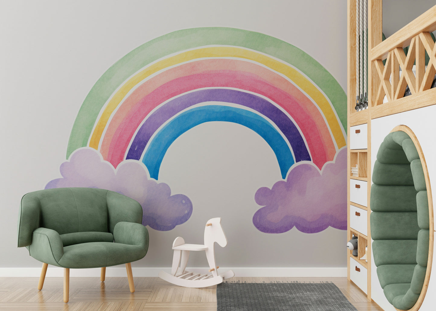 Watercolor Rainbow Wall Mural