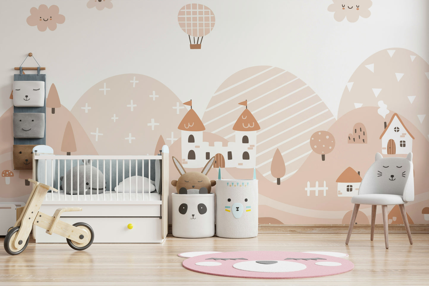 Fairytale Dreams Pastel Village Wall Mural