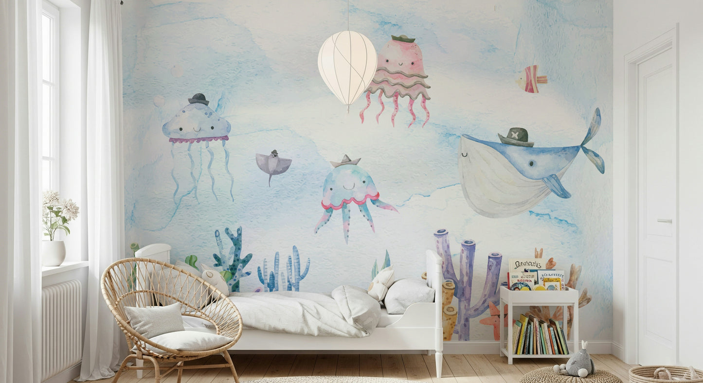 Watercolor Underwater Adventures Wall Mural
