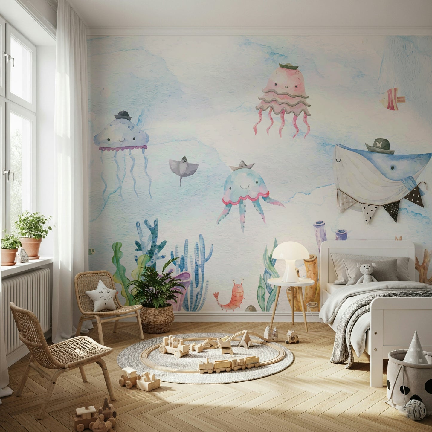 Watercolor Underwater Adventures Wall Mural