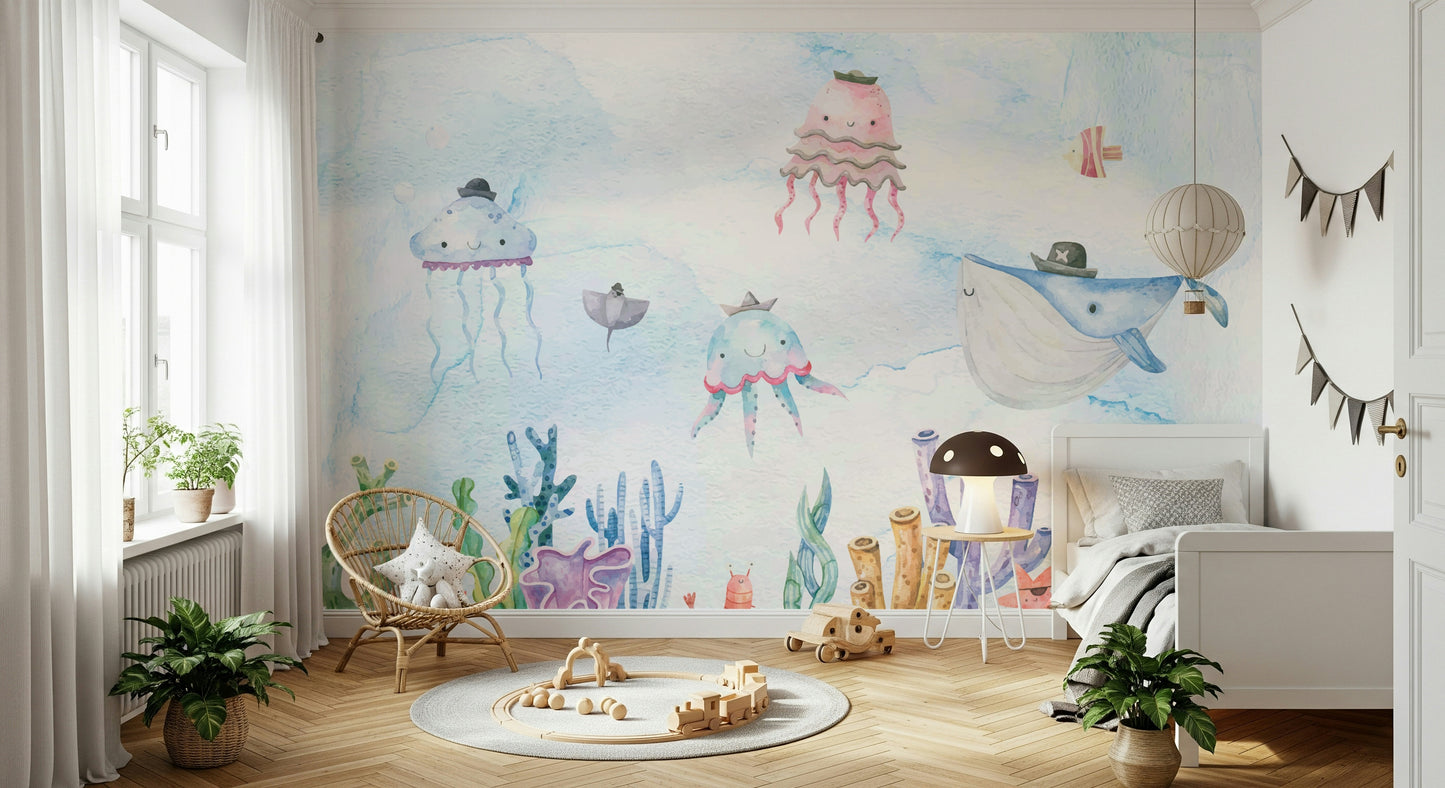 Watercolor Underwater Adventures Wall Mural