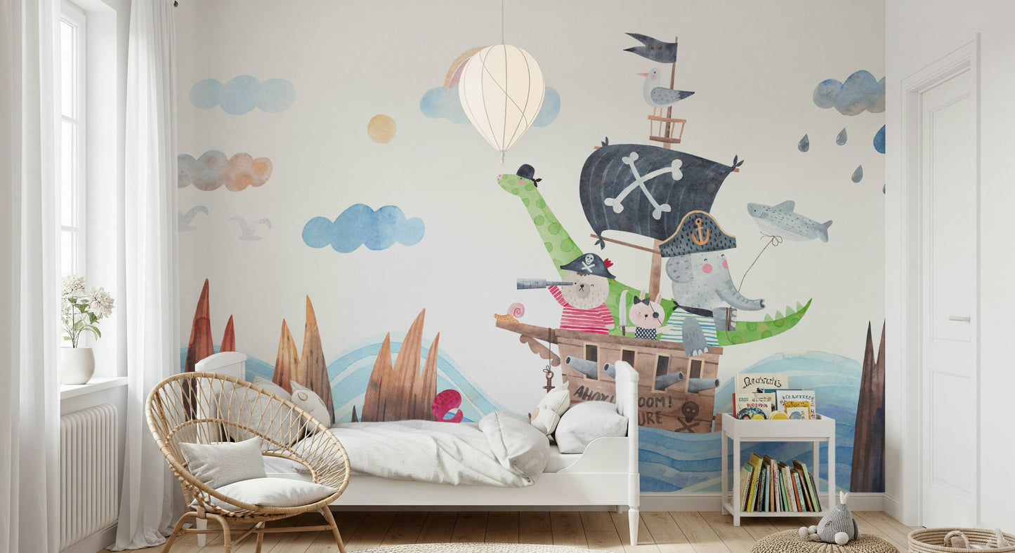 Animal Pirate Adventure Wall Mural