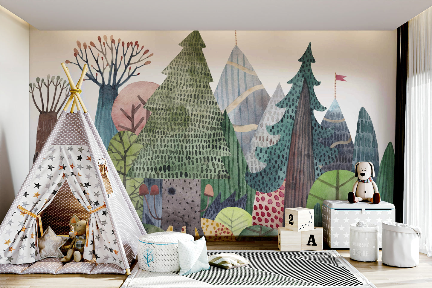 Enchanted Watercolor Woods Wall Mural