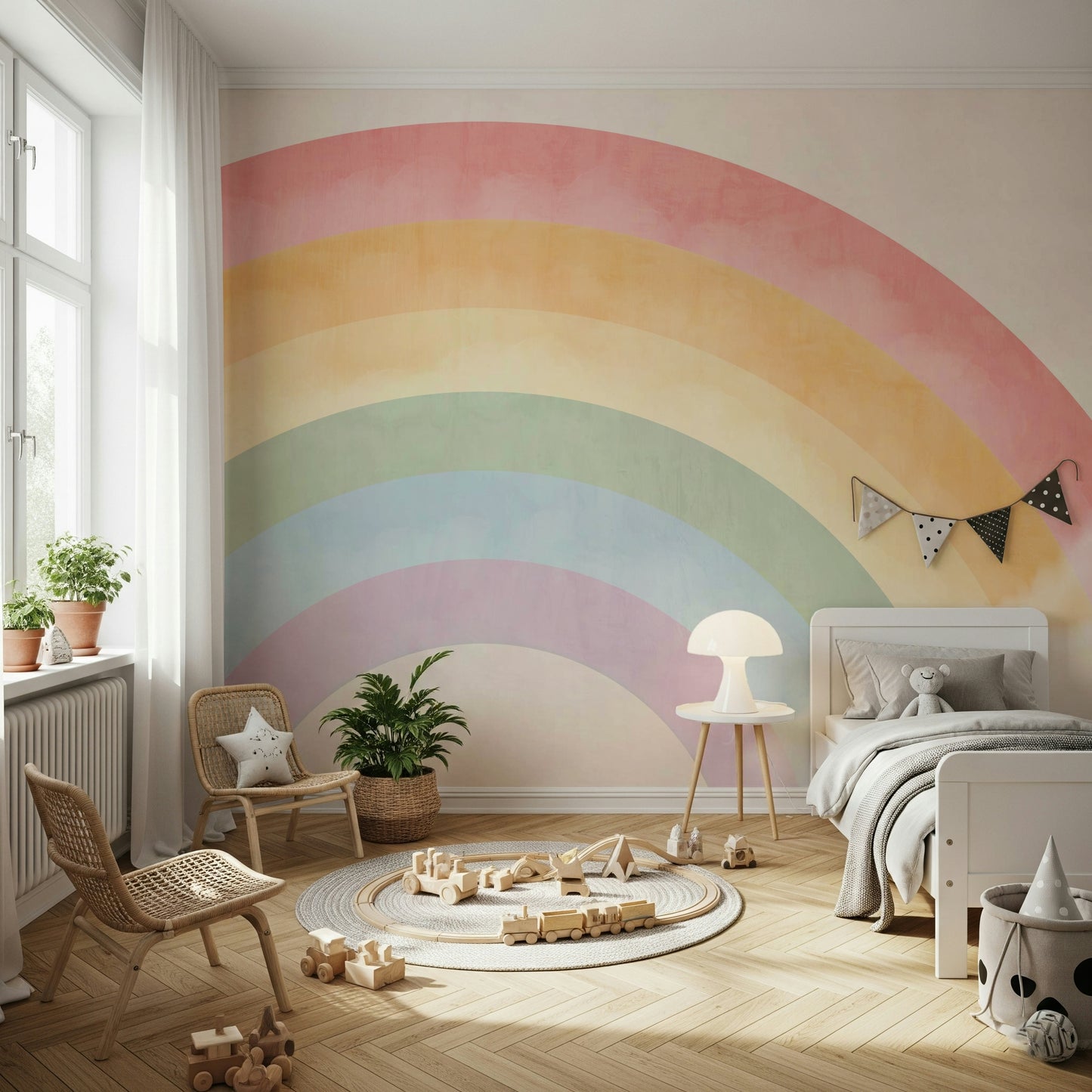 Watercolor Rainbow Sky Wall Mural