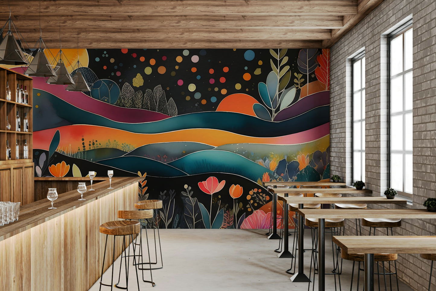 Bohemian Midnight Bloom Wall Mural