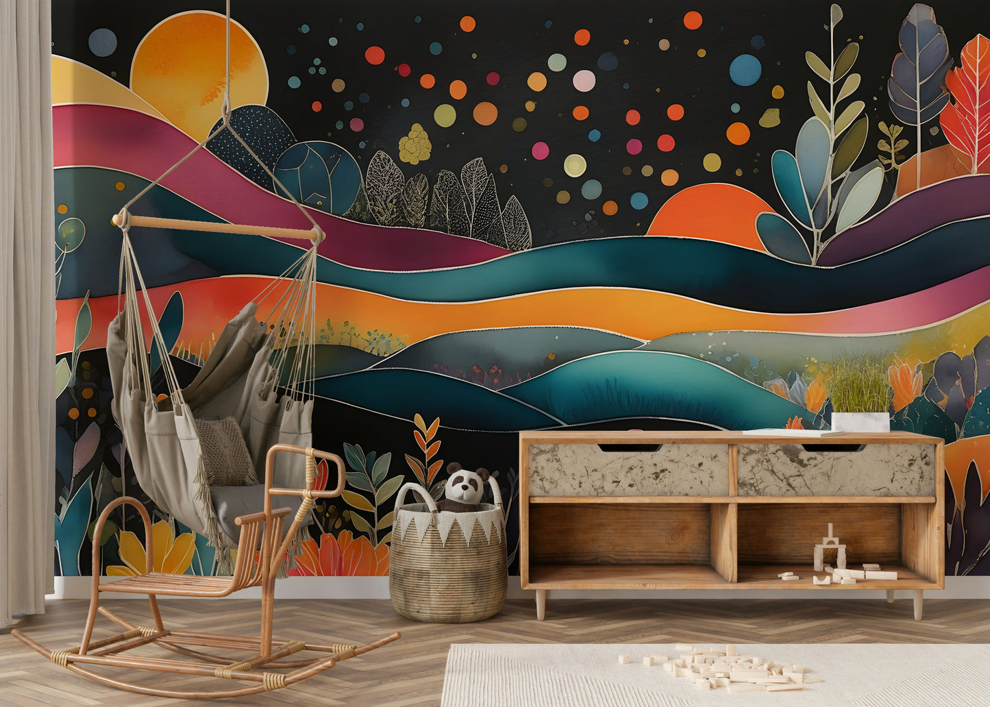 Bohemian Midnight Bloom Wall Mural