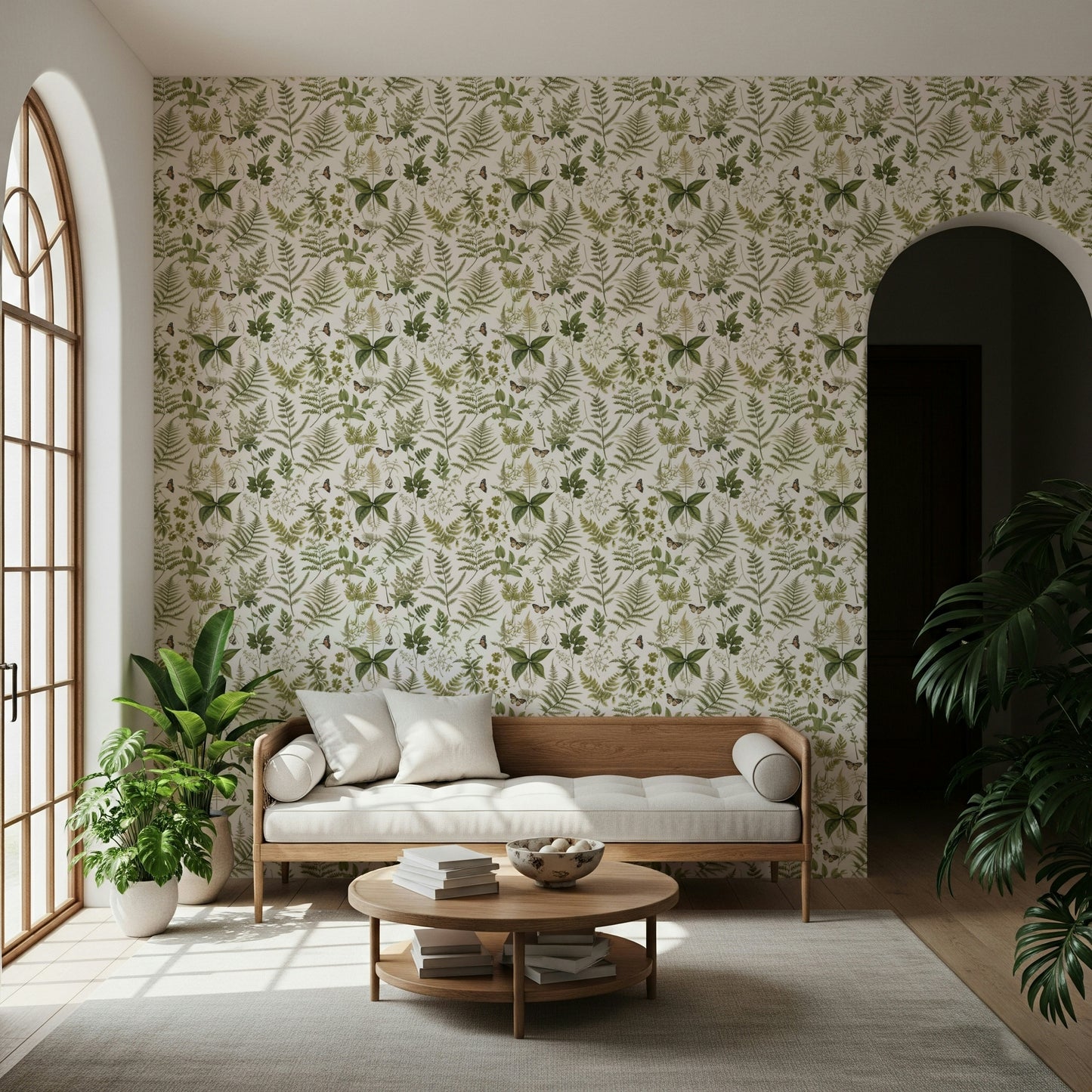 Fern & Butterfly Meadow Wallpaper