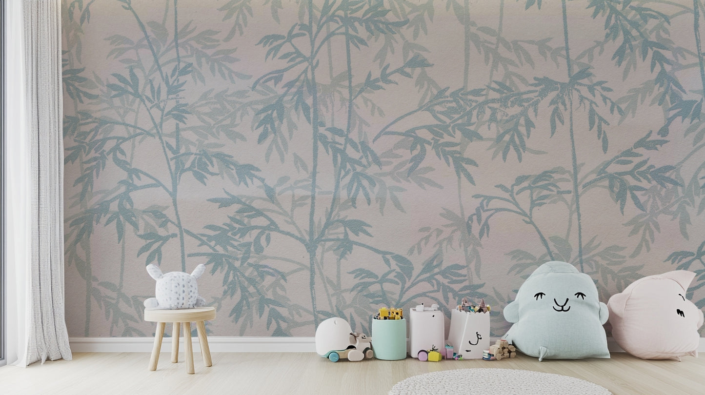 Azure Bamboo Wall Mural