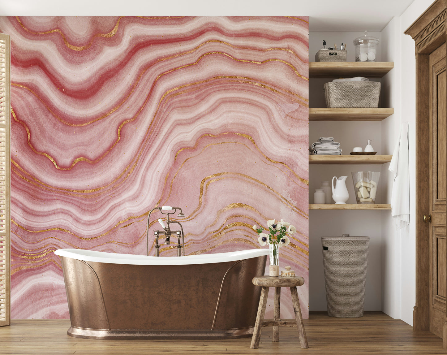 Pastel Pink Agate Texture Wall Mural
