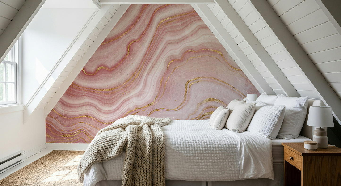 Pastel Pink Agate Texture Wall Mural