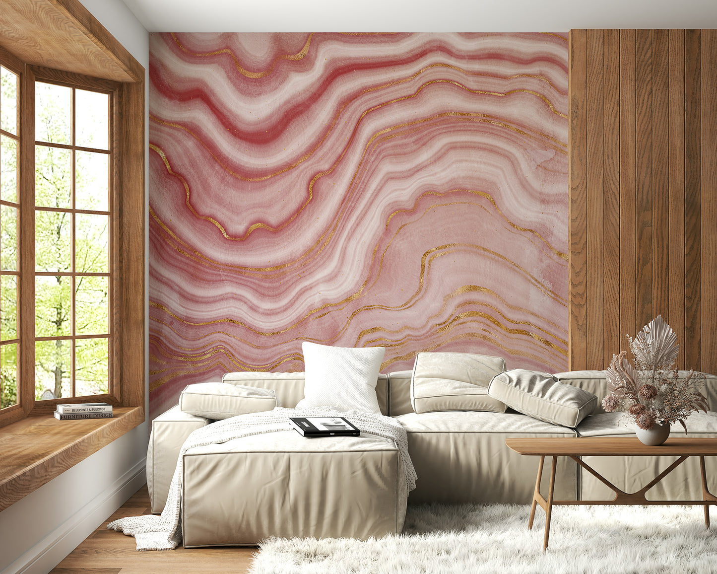 Pastel Pink Agate Texture Wall Mural
