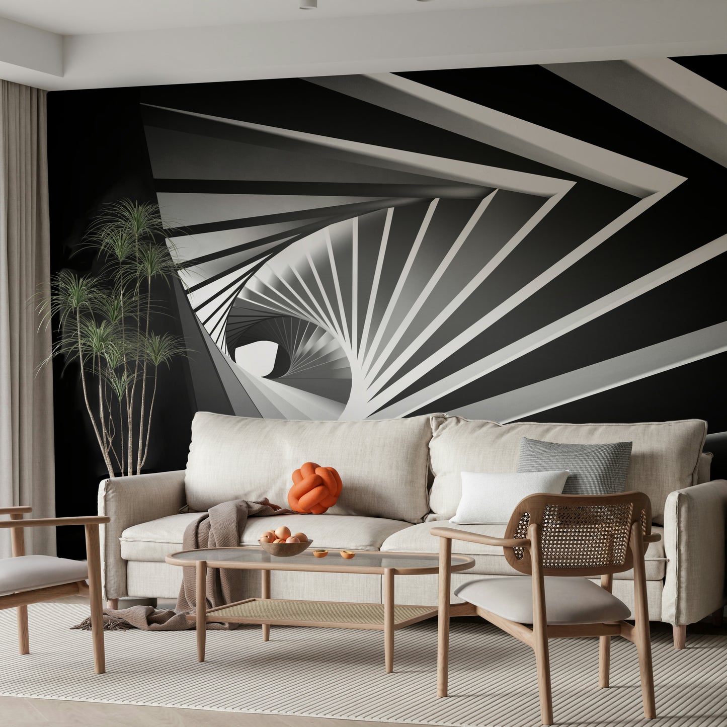Monochrome Vortex Wall Mural