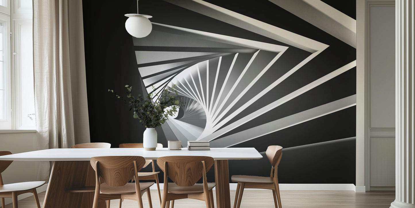 Monochrome Vortex Wall Mural