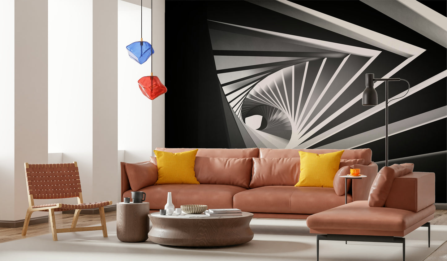 Monochrome Vortex Wall Mural