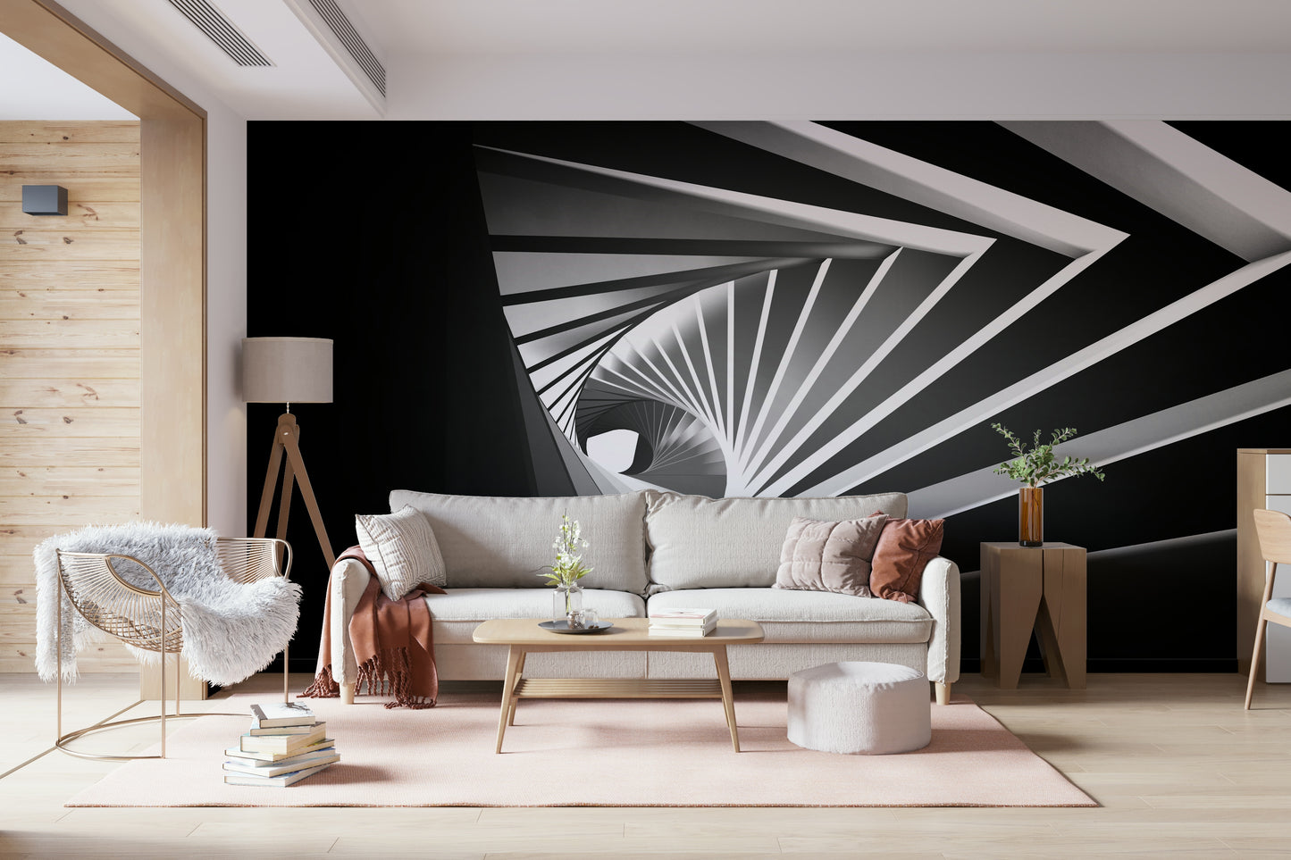 Monochrome Vortex Wall Mural