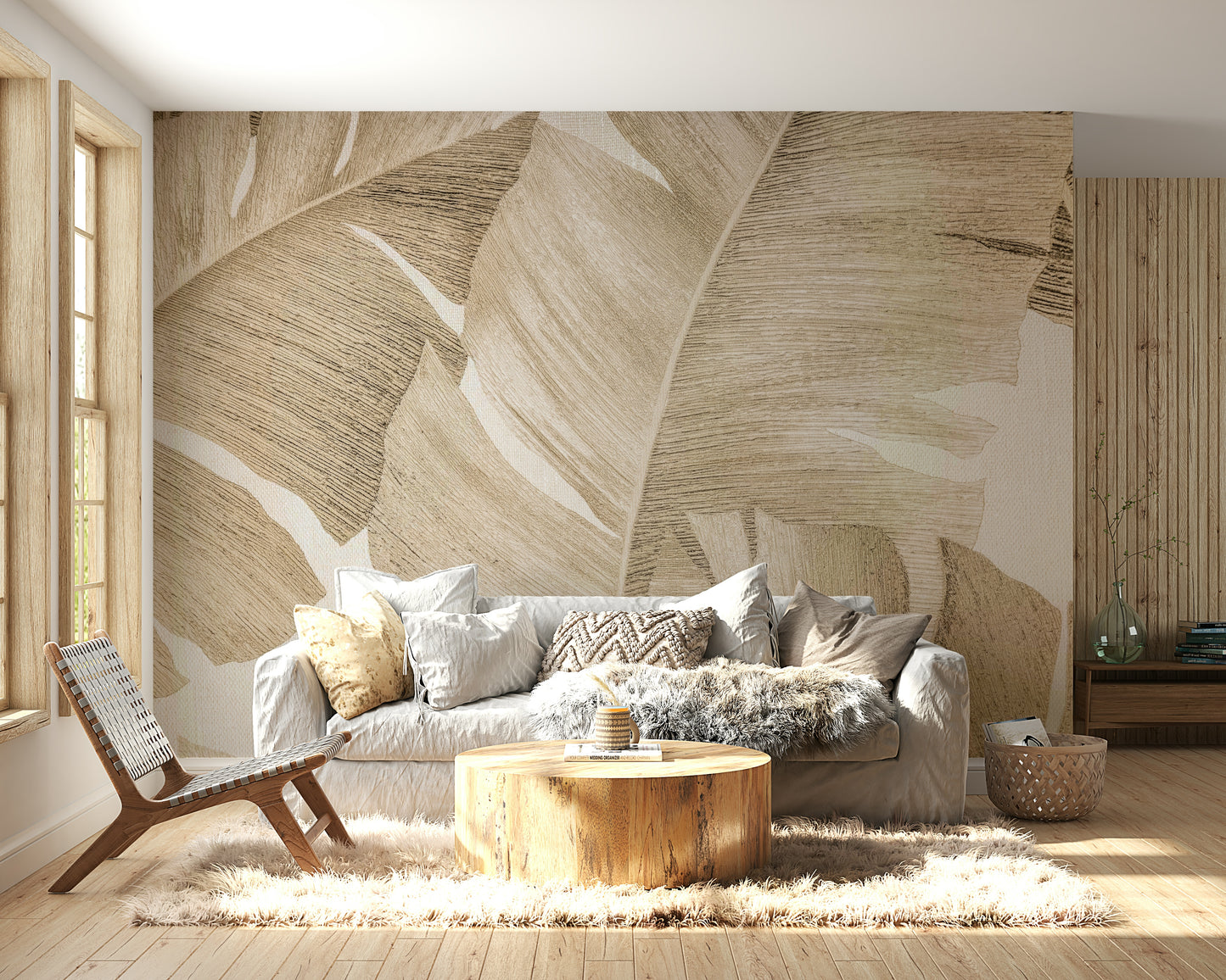 Amber Leaves Wall Mural