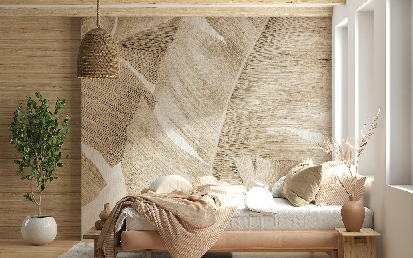 Amber Leaves Wall Mural