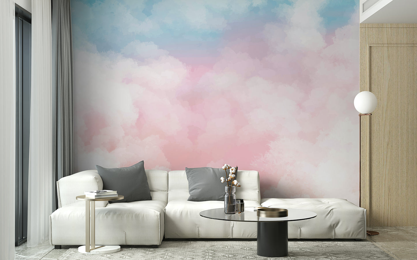 The light in the room highlights the airy, diffused feel of the colors.