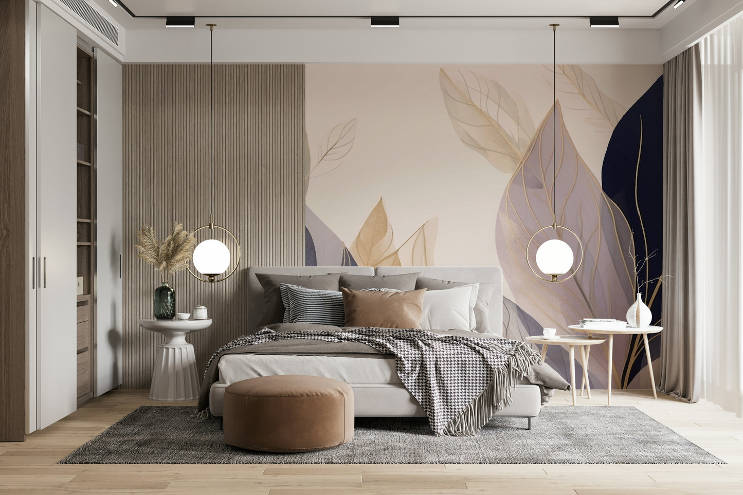 The wallpaper has a smooth, non-reflective matte finish.