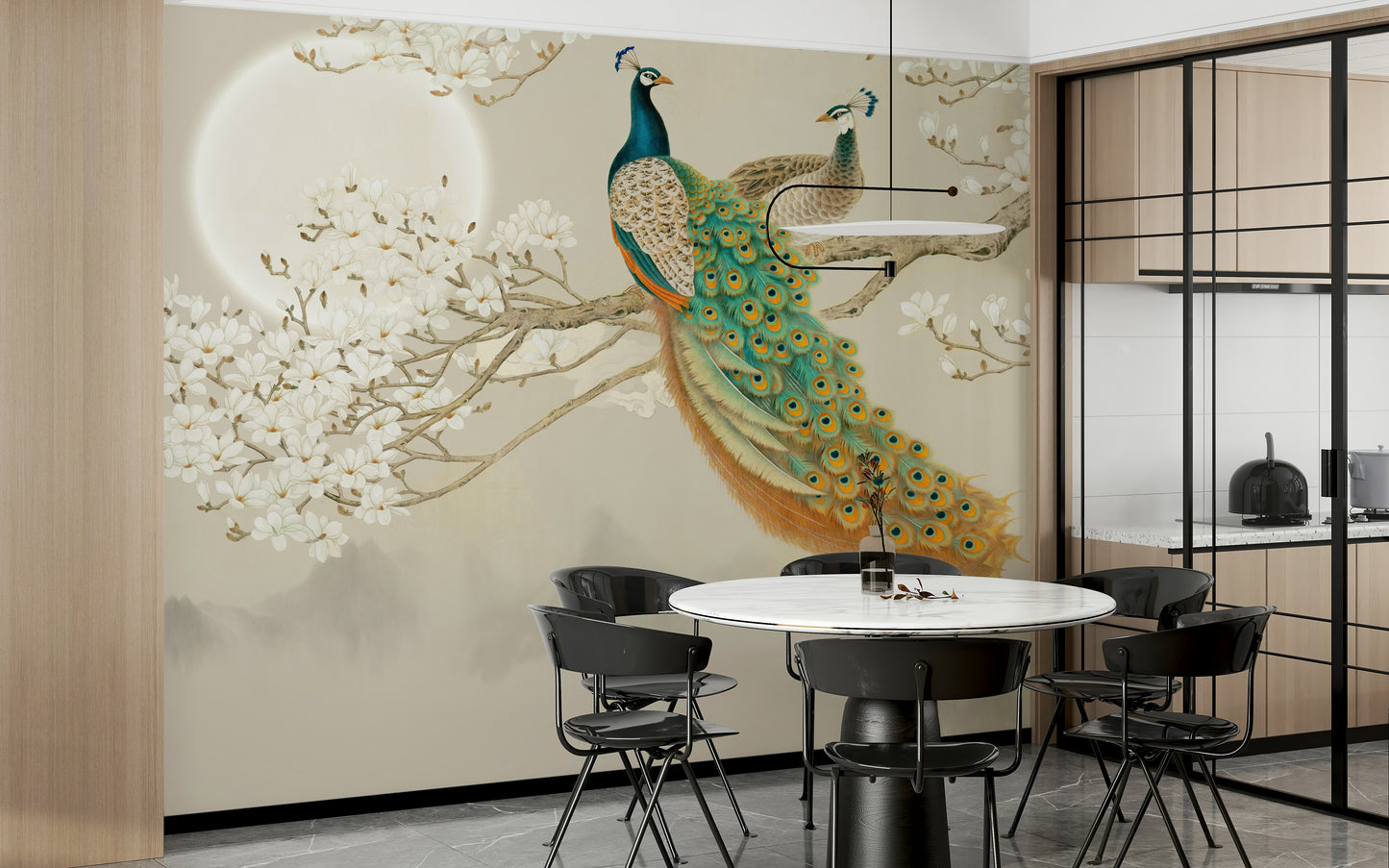 The colors are vibrant and rich, including deep blues, emerald green, and gold.