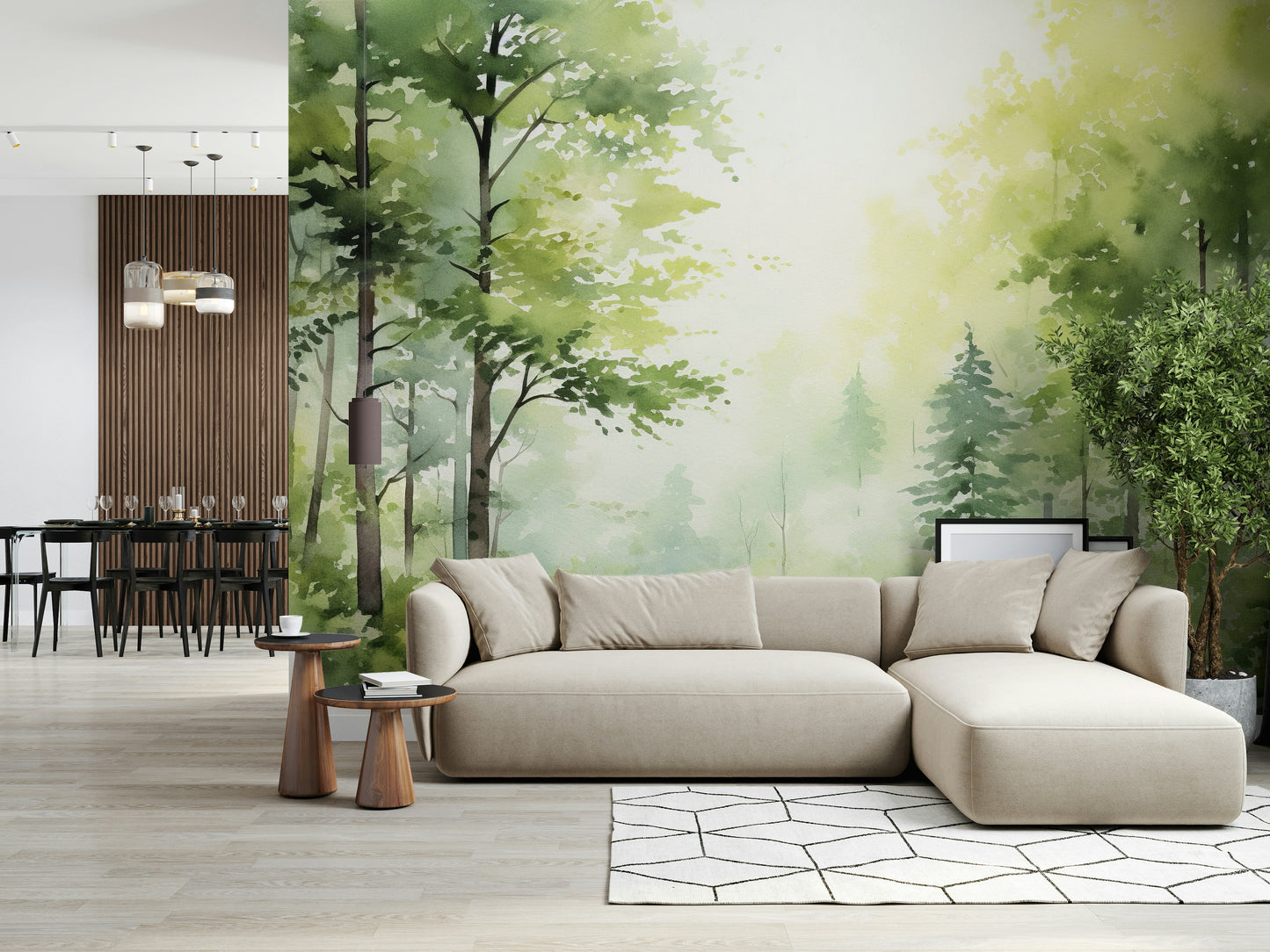 The light in the room highlights the clear water and rich colors.