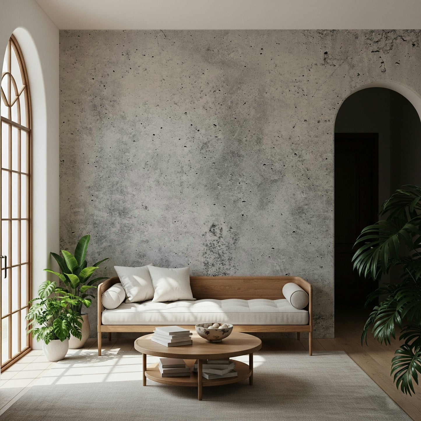 The mural extends across the entire wall, creating a simple but strong backdrop.