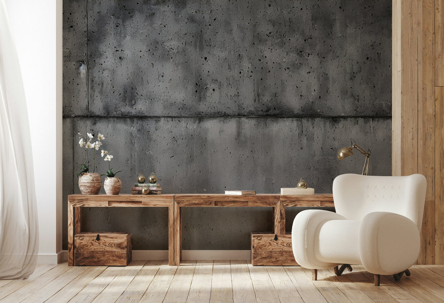 The room's lighting highlights the fine details of the texture.