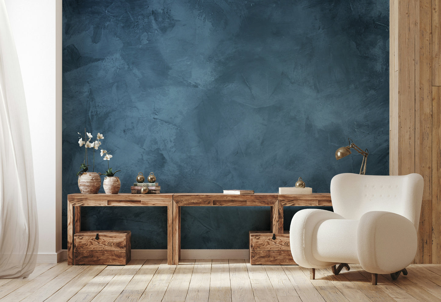 The mural extends across the entire wall, creating a dramatic backdrop.