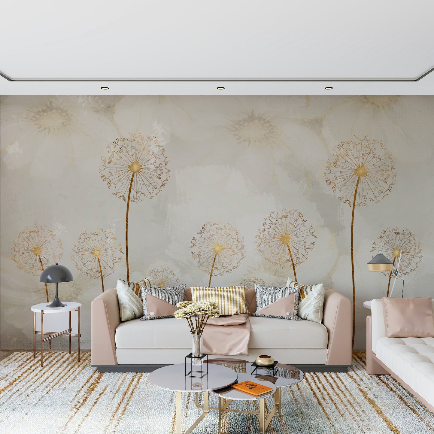 The mural extends across a single feature wall, drawing the eye.