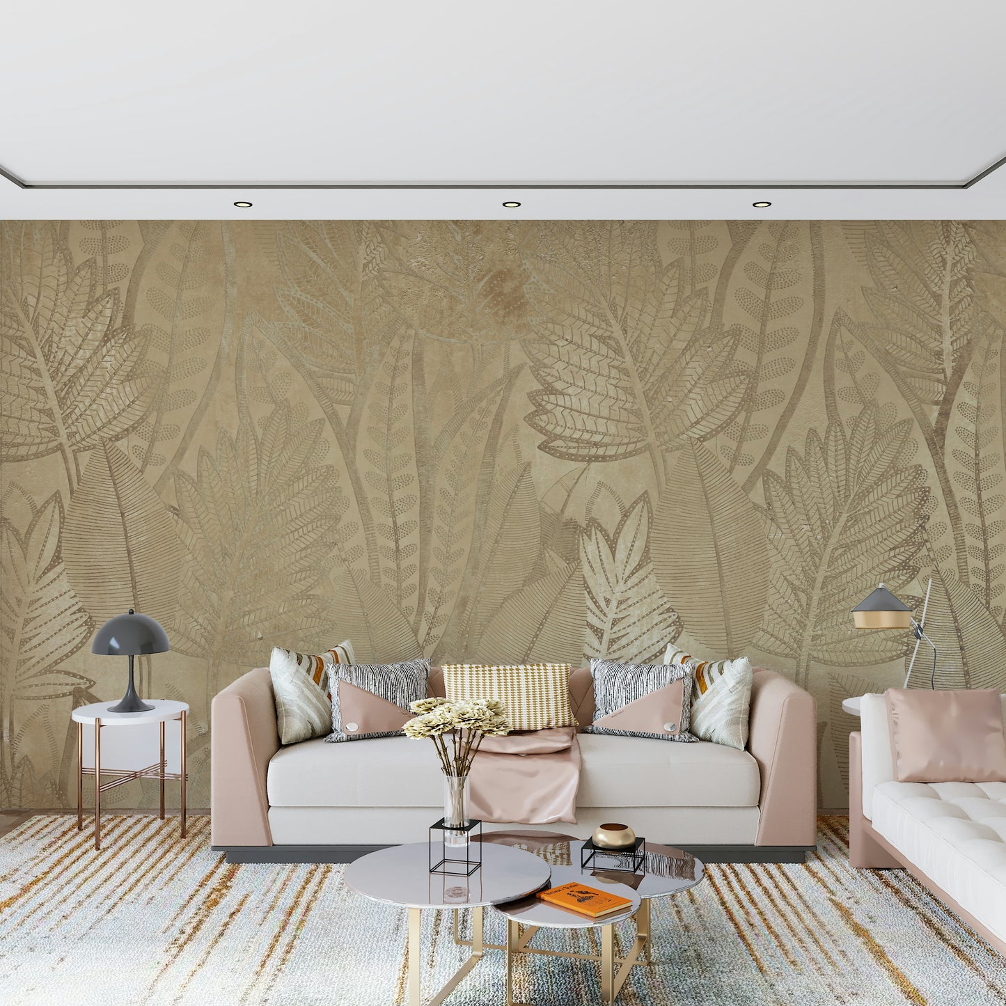 The mural extends across the entire wall from floor to ceiling.