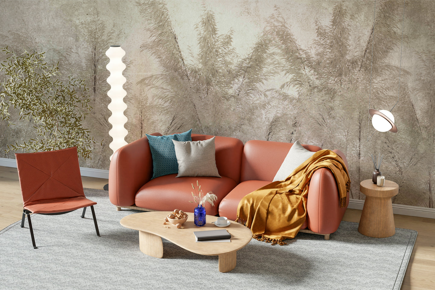The style is peaceful and minimalist, with a focus on natural texture.