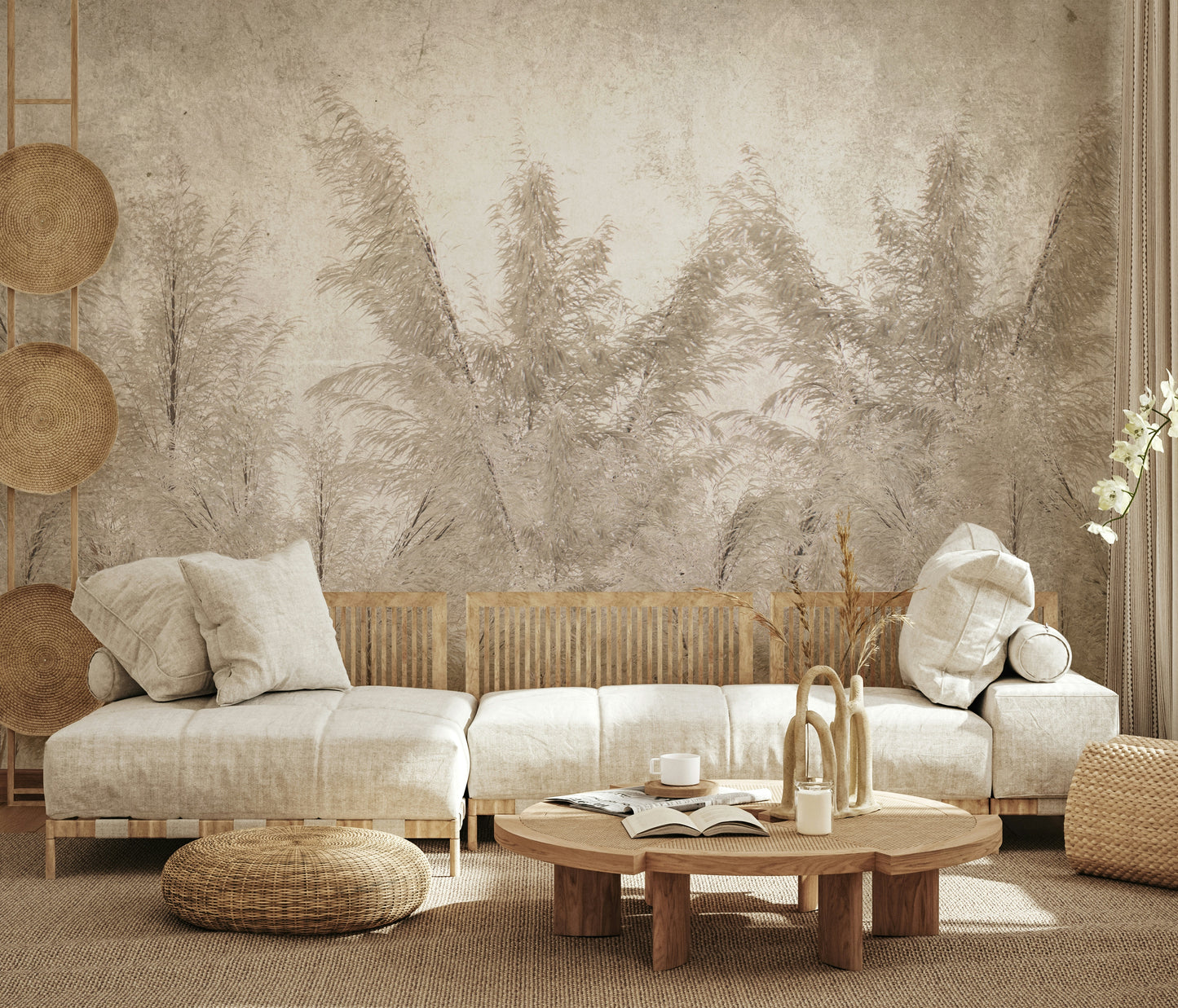 The image shows the grass from the ground up, with a sense of gentle movement.