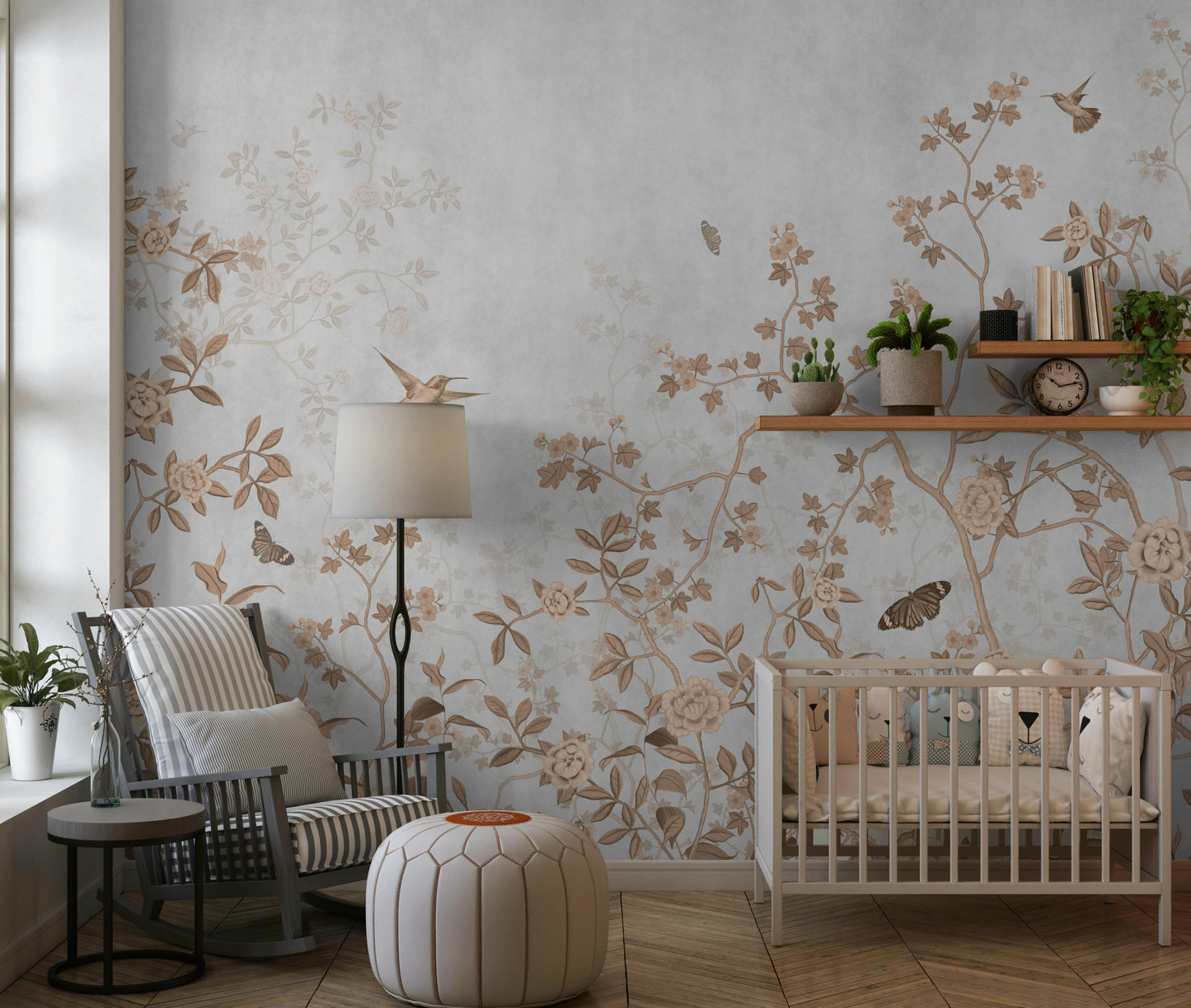 The colors are soft, muted tones of pink, coral, and lavender.