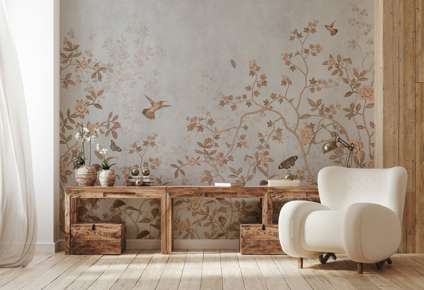 The image shows an artistic impression of a serene floral scene.