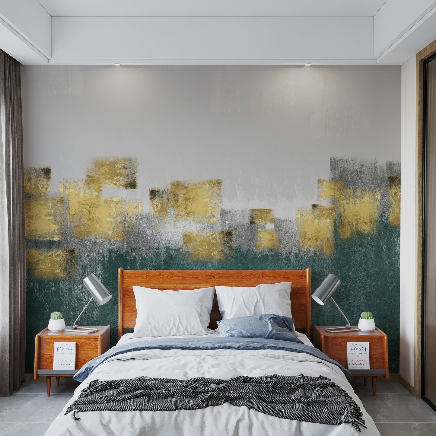 The composition is an abstract, flowing pattern.