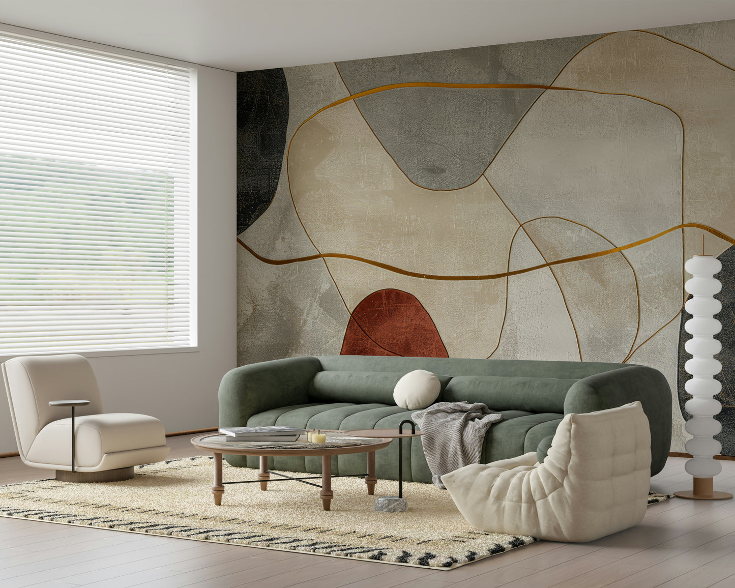 The geometric shapes are a central focus of the image.