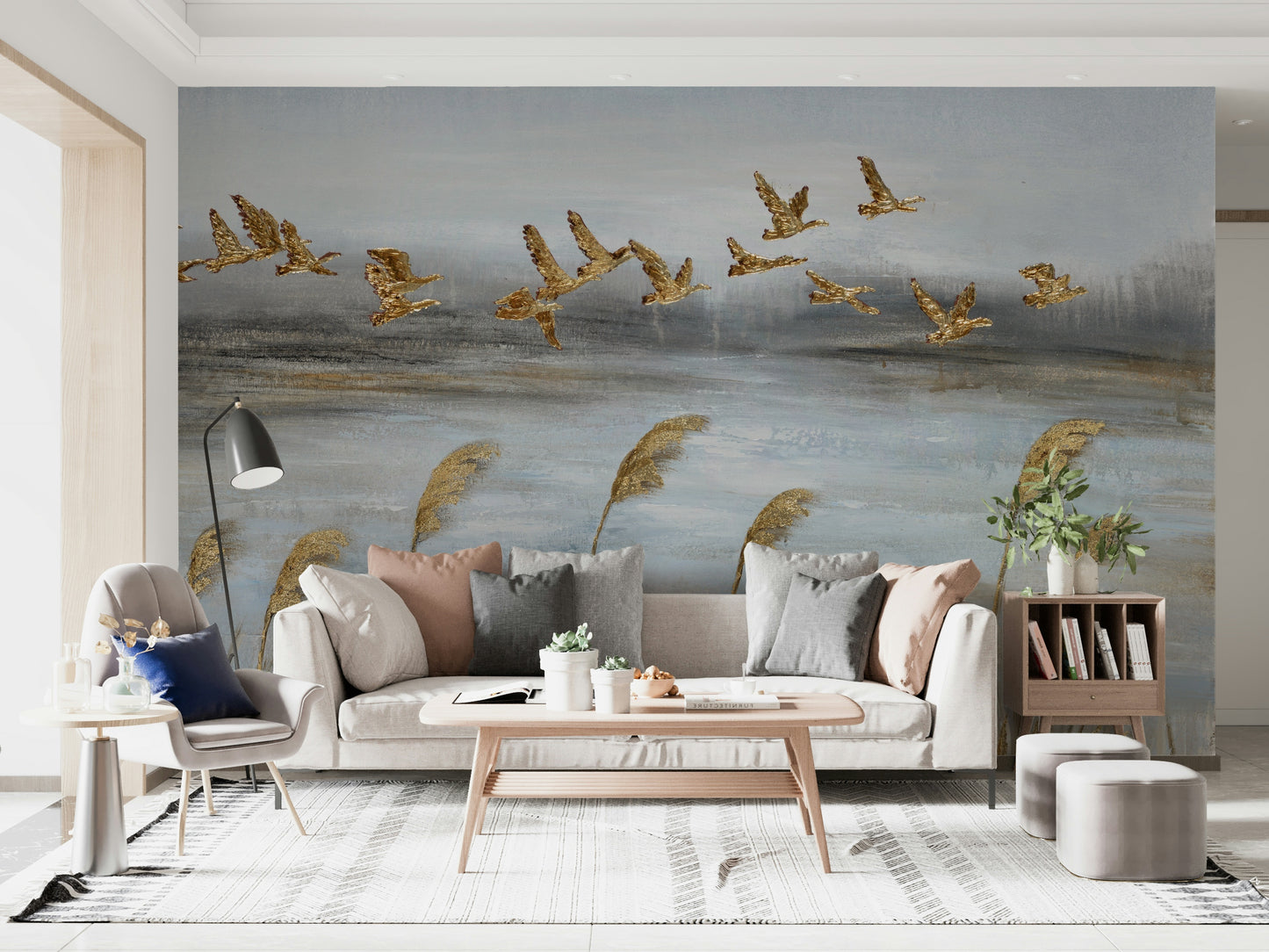 The mural gives a feeling of natural movement.