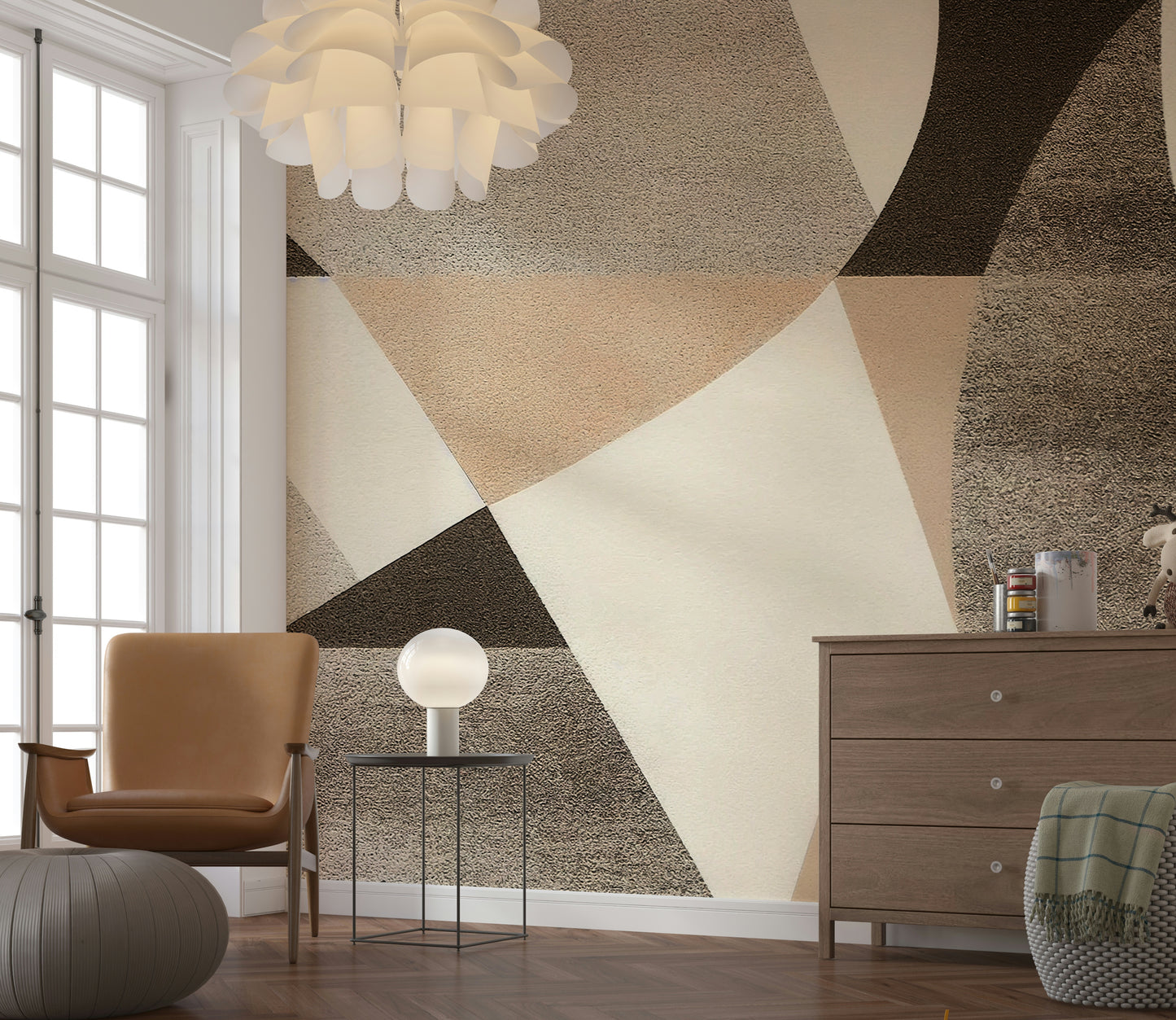 The composition is an abstract, geometric pattern.