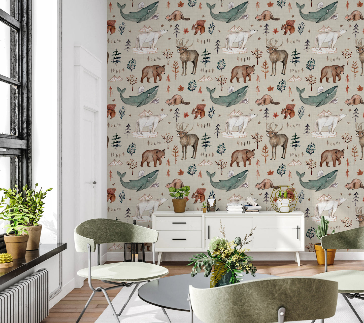 Rustic animal peel and stick wallpaper for interiors