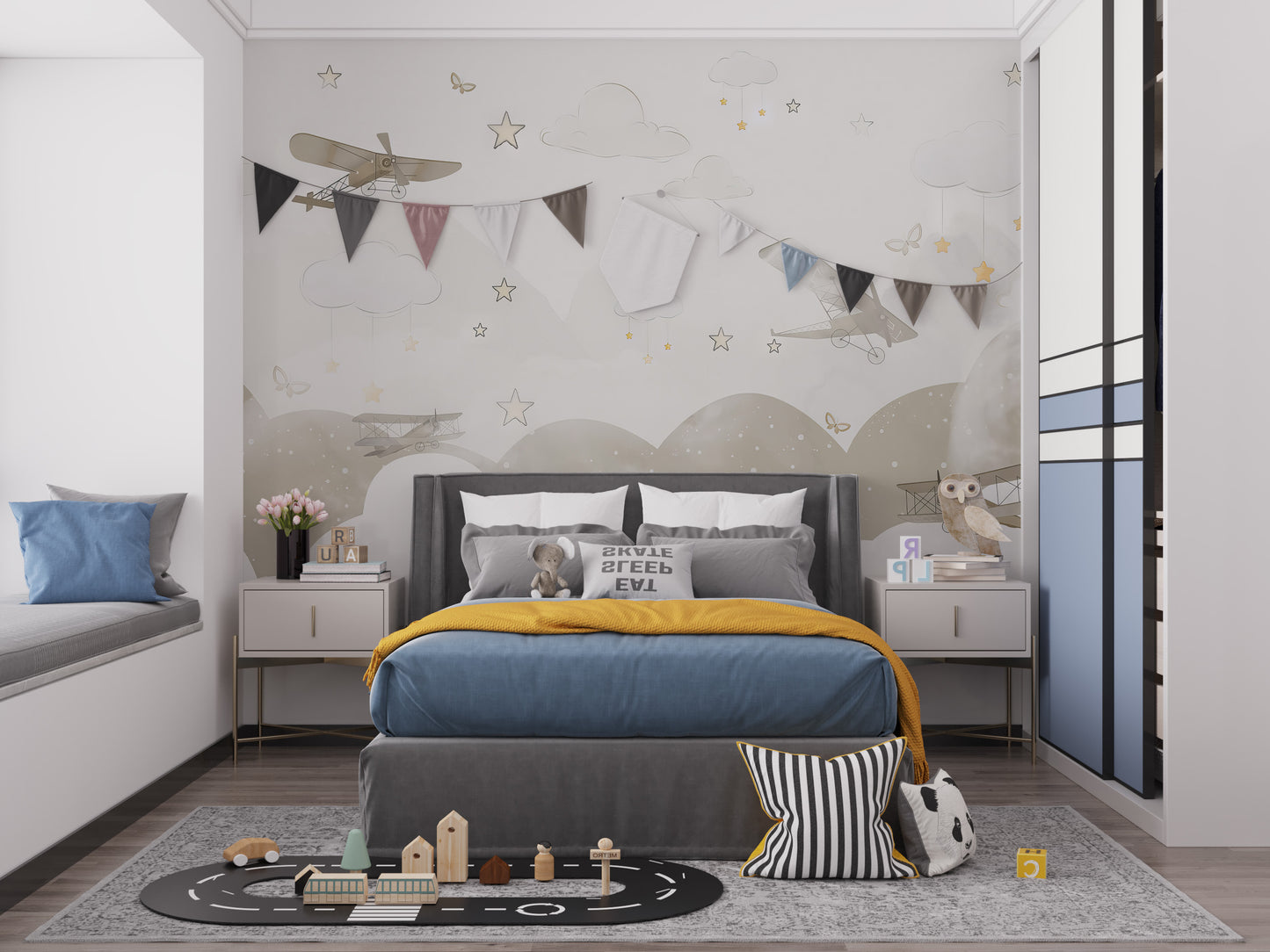 Retro Airplane Adventure Wall Mural