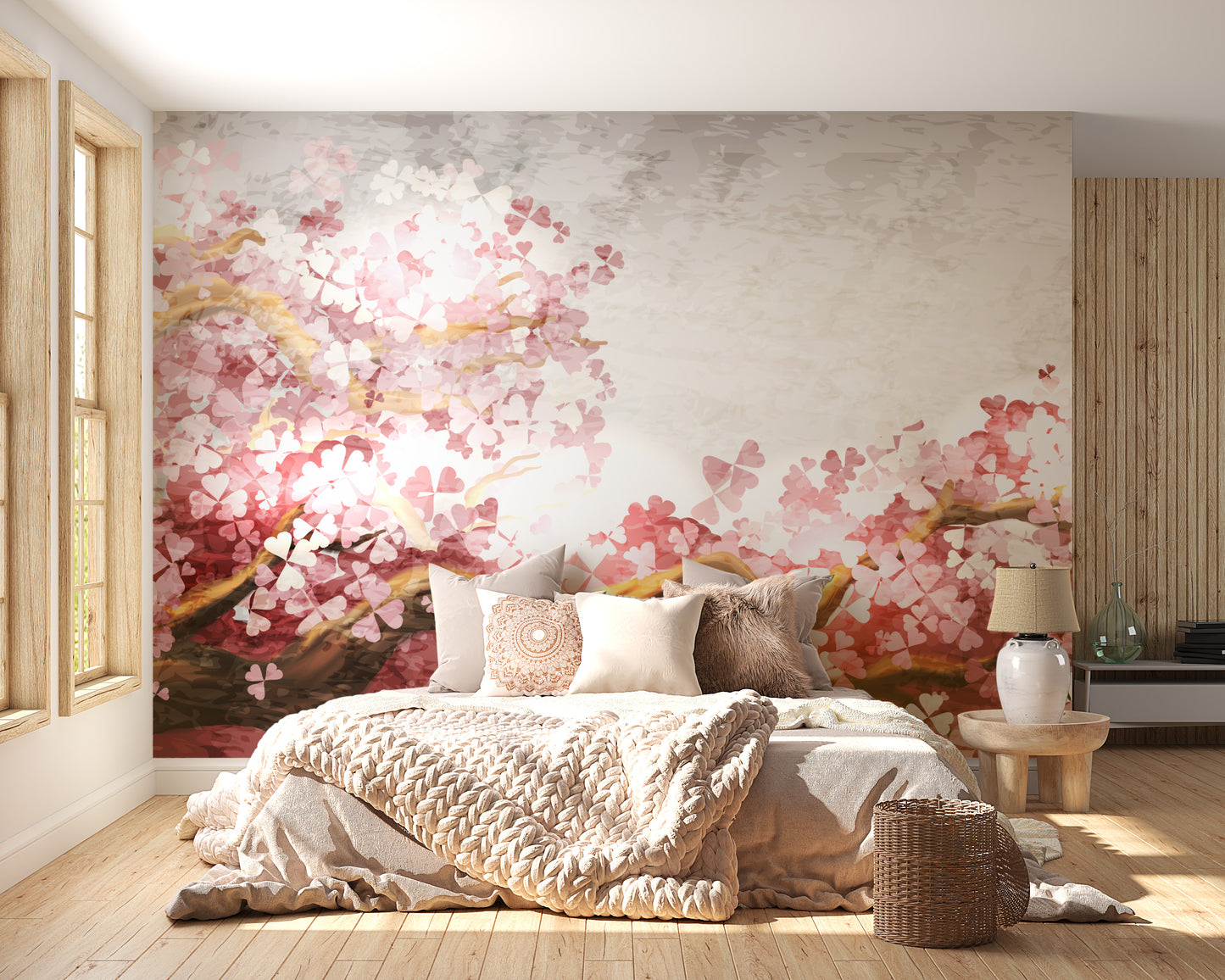 Delicate cherry blossom mural wallpaper