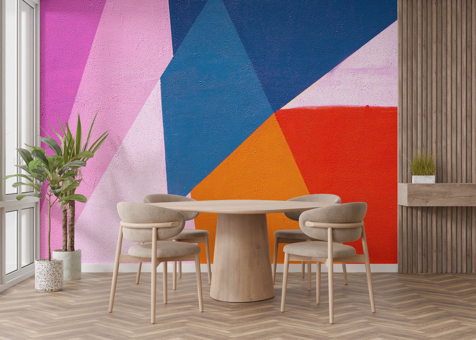 Statement abstract triangle mural for walls