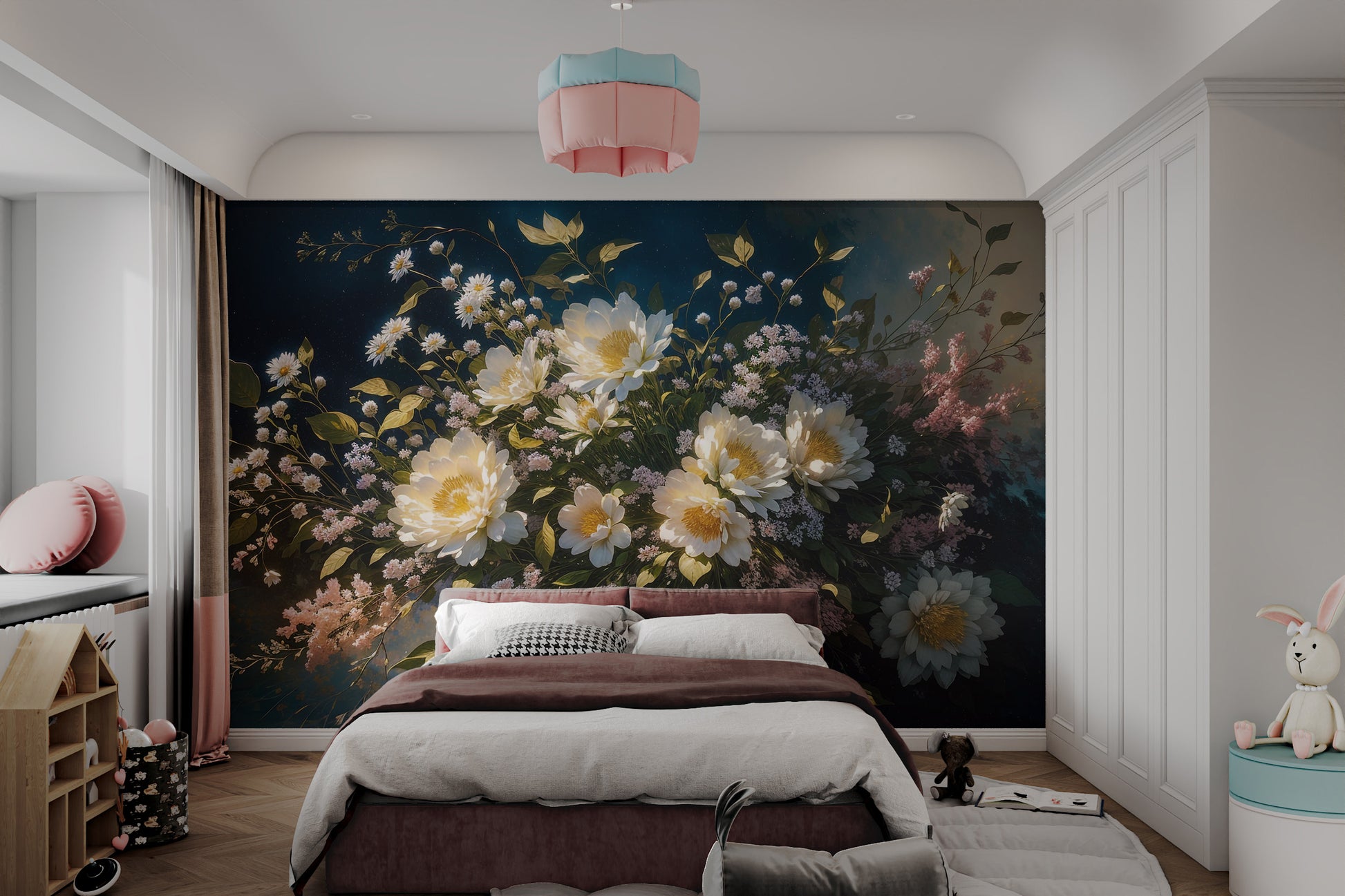 Intricate floral oil artwork wallpaper