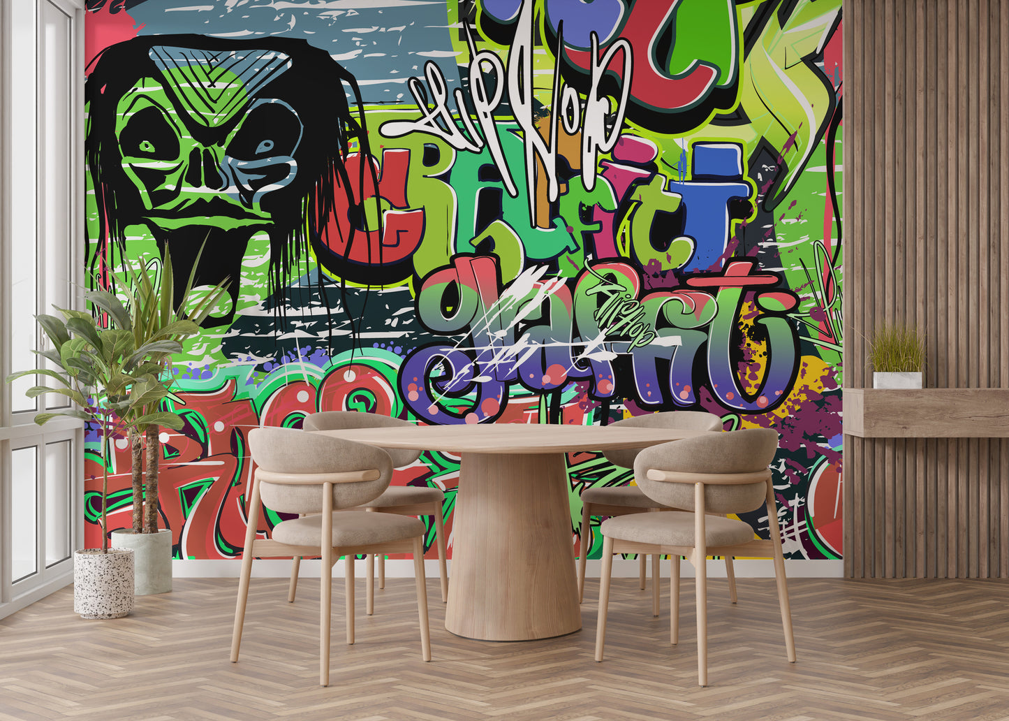 Colorful urban street mural for statement walls