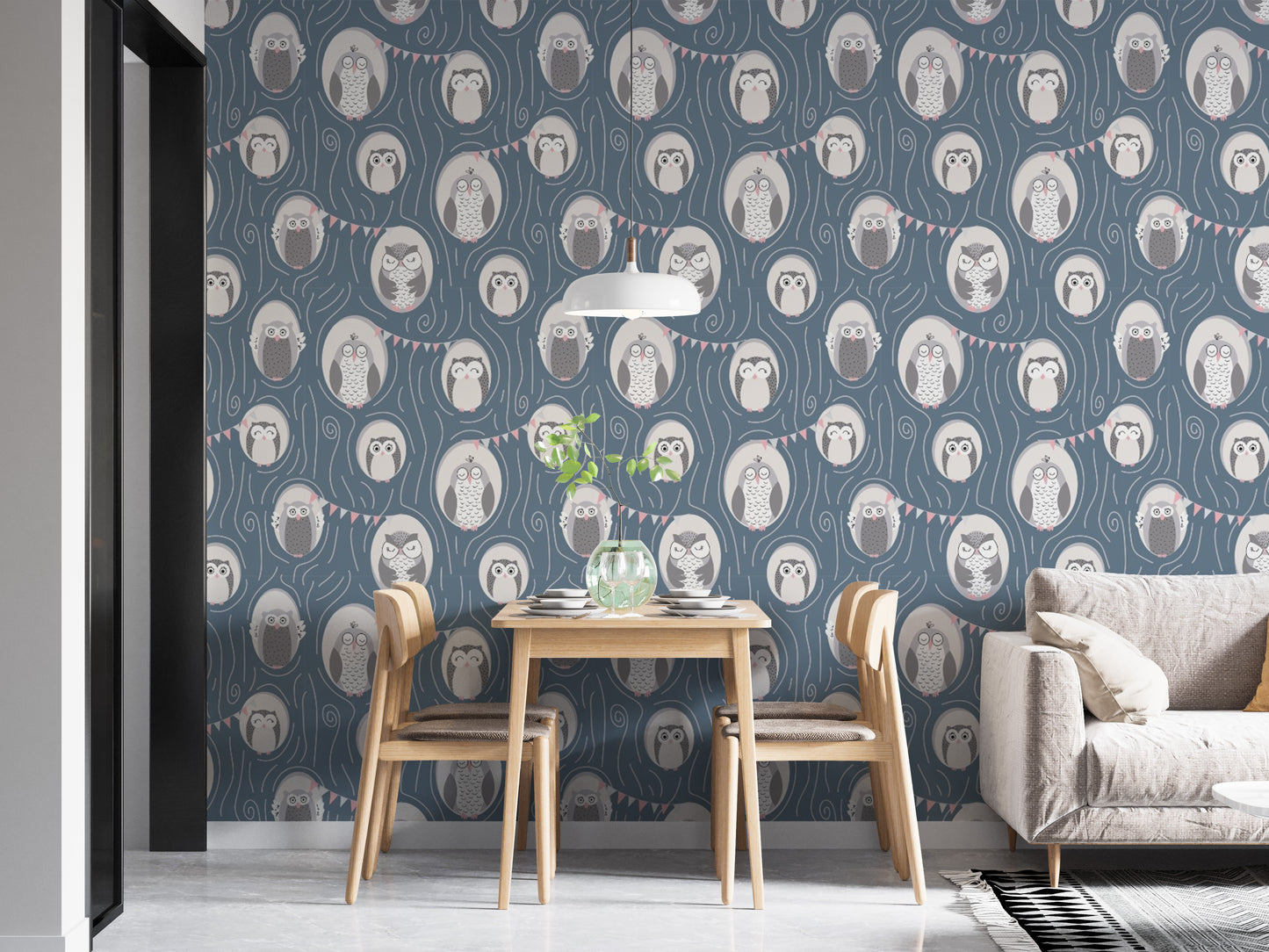Cute owl and burrow themed wallpaper for a lively kids' room ambiance